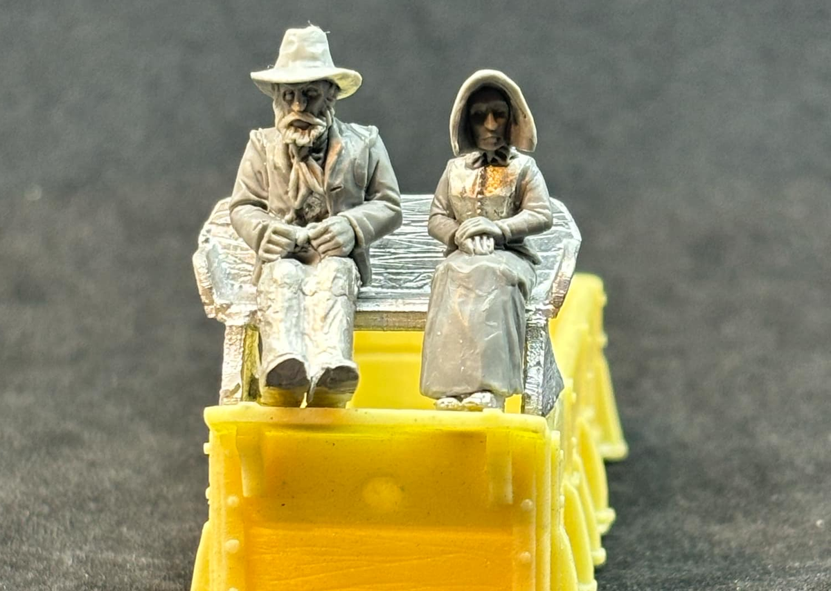 Prairie Schooner - civilian male and female - 2 horse team - Plains War - Western