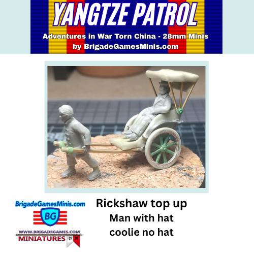 Rickshaw top up - with Man in hat and Coolie - Yangtze Patrol - 1910-30s China
