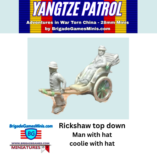 Rickshaw top down - with Man in hat and Coolie - Yangtze Patrol - 1910-30s China