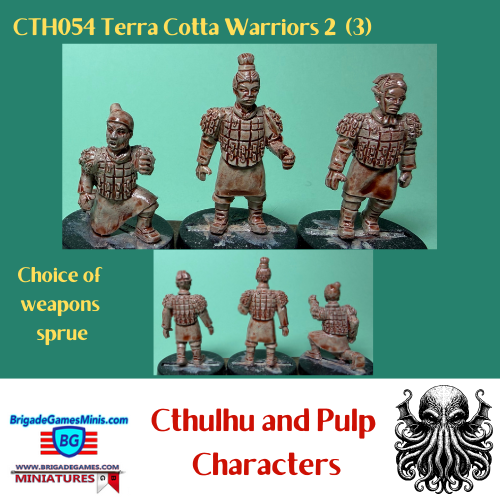 Three terracotta warriors - one kneeling and 2 standing. With choice of wepaons sprue.