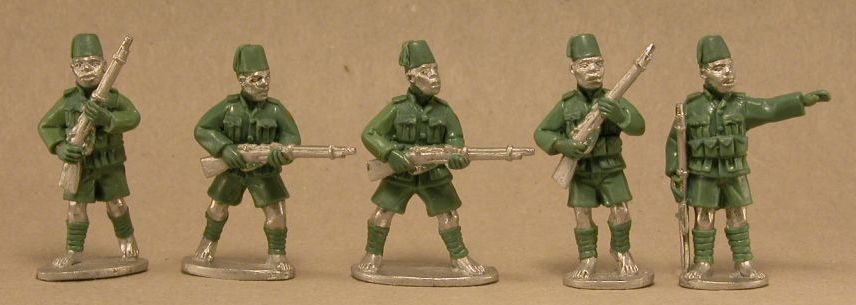 Set of five askari with rifles 