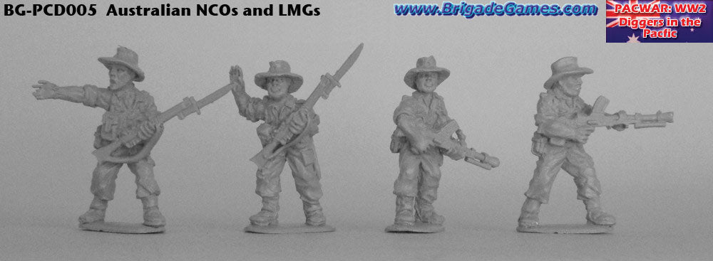 Australian Infantry NCOs and LMGs in slouch hats - WW2 Pacific - BG-PCD005