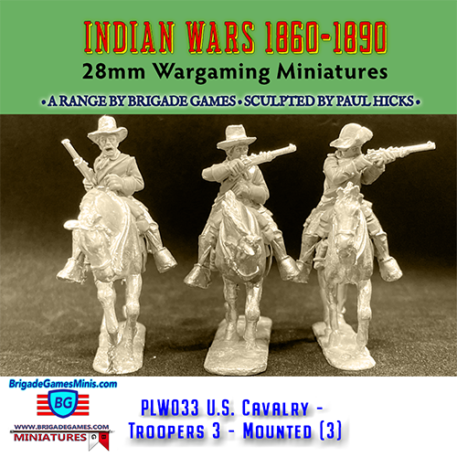 PLW033 U.S. Cavalry Troopers 3 - Mounted - Plains War