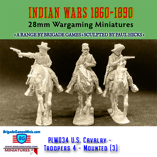 PLW034 U.S. Cavalry Troopers 4 - Mounted - Plains War