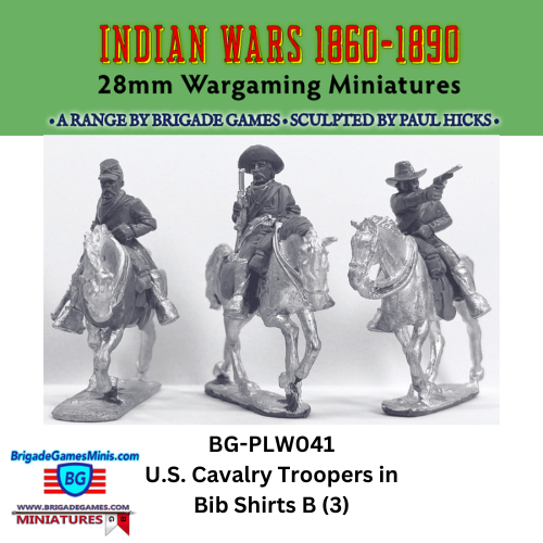 U.S. Cavalry Troopers in Bib Shirts B - Mounted - BG-PLW041 - Plains War