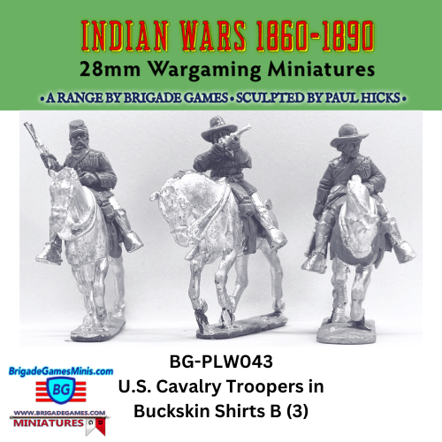 U.S. Cavalry Troopers in Buckskin Shirts B - Mounted - BG-PLW043 - Plains War