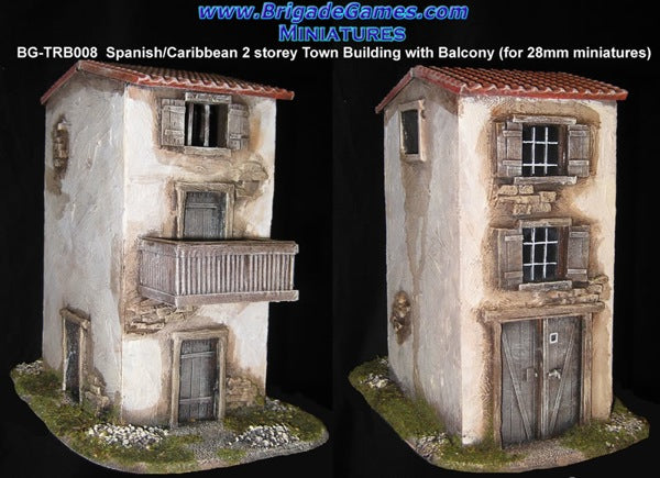 Spanish/Caribbean Style 2 story Town Building with balcony building - BG-TRB008