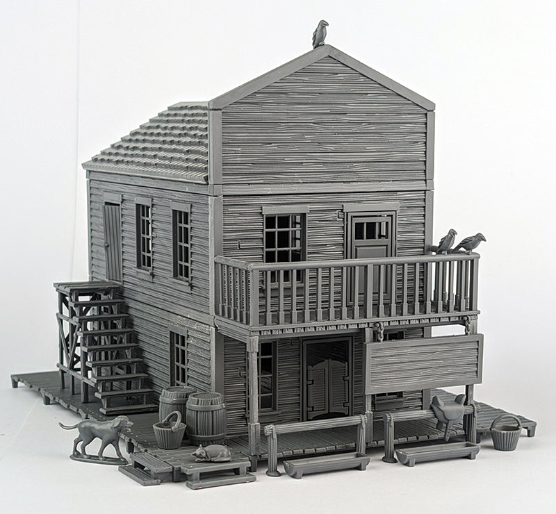 Aces &amp; Eights Saloon - Dead Man&#39;s Hand - Two Storey Plastic Building