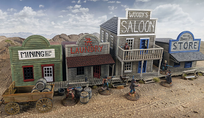 Two-Horse Town Double &amp; Single Storey Buildings Bundle - Dead Man&#39;s Hand - Plastic Buildings