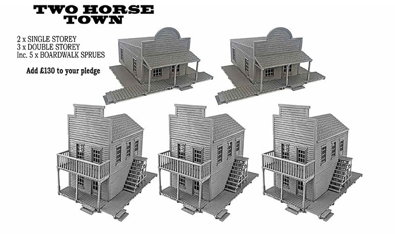 Two-Horse Town Double &amp; Single Storey Buildings Bundle - Dead Man&#39;s Hand - Plastic Buildings