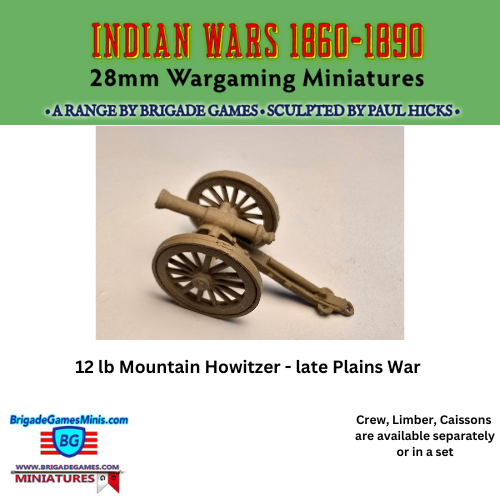 12 lb Mountain Howitzer late on Prairie Carriage - Caisson - Artillery - Plains War