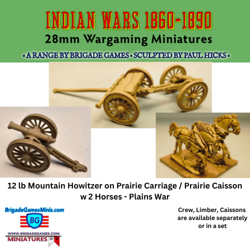 12 lb Mountain Howitzer late on Prairie Carriage - Caisson - Artillery - Plains War