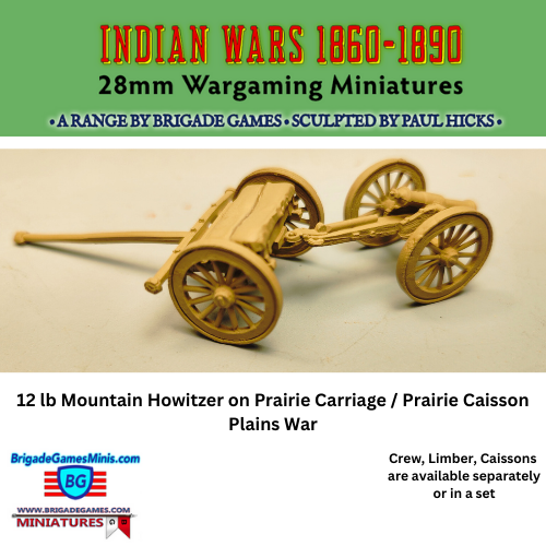 12 lb Mountain Howitzer late on Prairie Carriage - Caisson - Artillery - Plains War