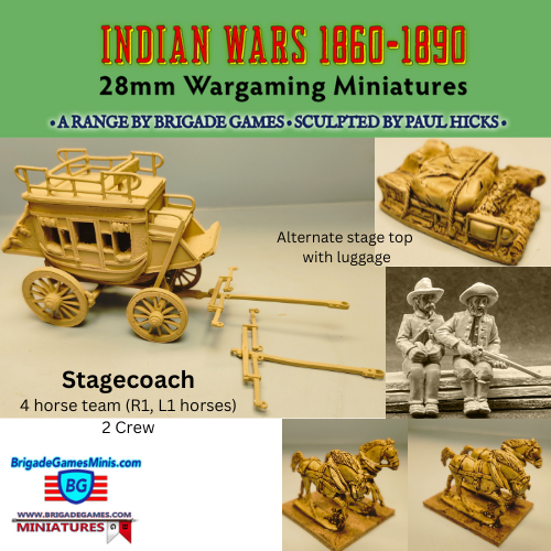 Stage Coach with luggage - Driver - Guard - 4 horse team