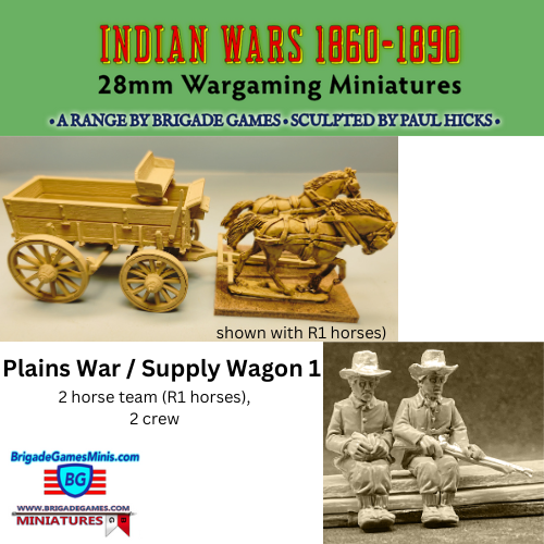 U.S. Cavalry War - Supply Wagon #1 - Driver and Guard - 2 horse team - Plains War