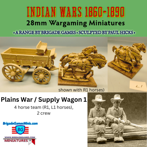 U.S. Cavalry War - Supply Wagon #1 - Driver and Guard - 4 horse team - Plains War