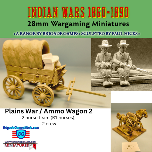 U.S. Cavalry War - Ammo Wagon #2 - Driver and Guard - 2 horse team - Plains War