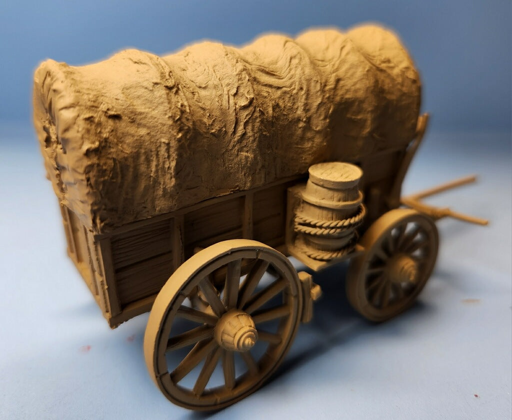 Settler&#39;s Wagon - civilian male and female - 2 horse team - Plains War - Western