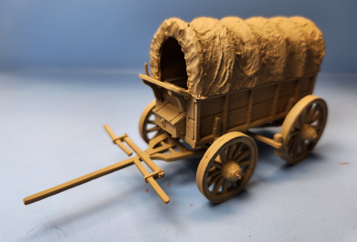 Settler&#39;s Wagon - civilian male and female - 2 horse team - Plains War - Western