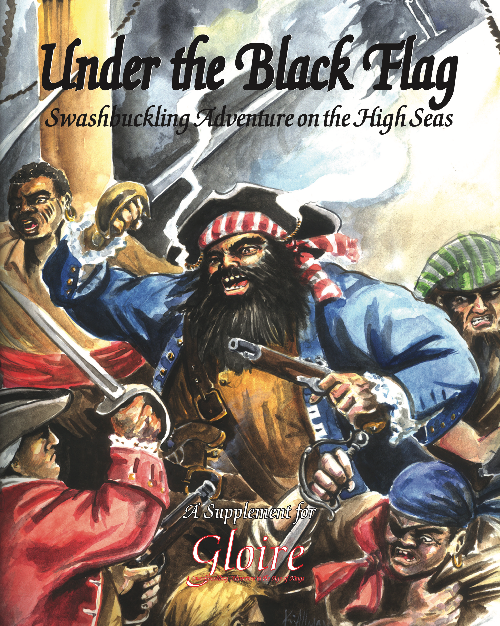 Book cover of 'Under the Black Flag' with pirates attacking a crew