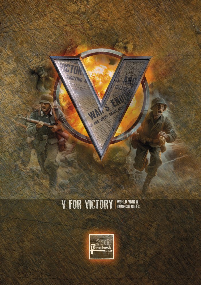 V for Victory WW2 Wargaming Rulebook cover - color with running WW2 soldiers