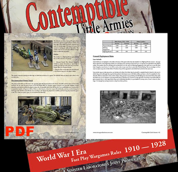 Contemptible Little Armies (WW1 era) 3rd Ed. Wargaming Rules (PDF - Digital Version)